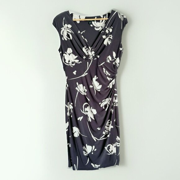 Lauren Ralph Lauren Women’s Gray Ruched Career Dress Sz 10 Professional Corpcore - Picture 1 of 9